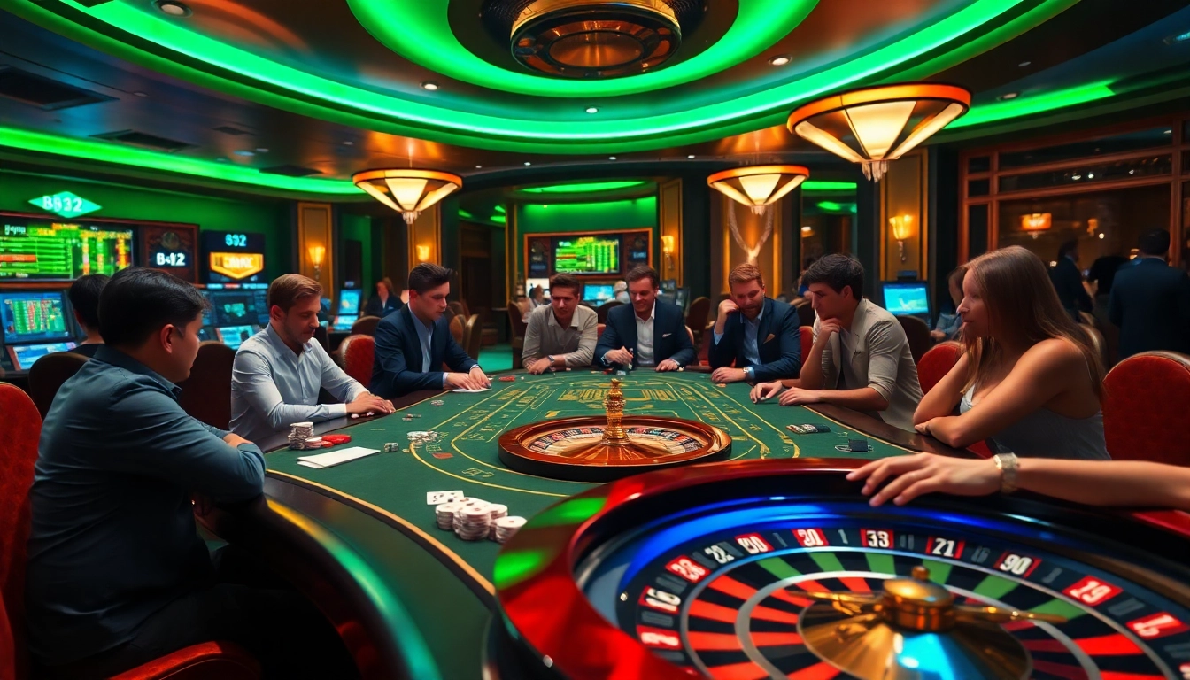 Experience high-stakes gambling at the B52 table in an upscale casino environment.