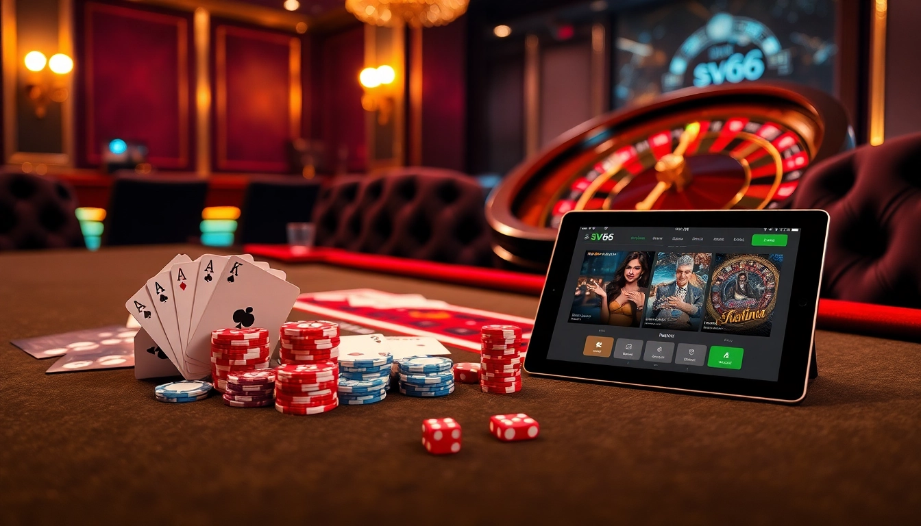Players enjoying a poker game at SV66 casino, showcasing excitement and strategy.