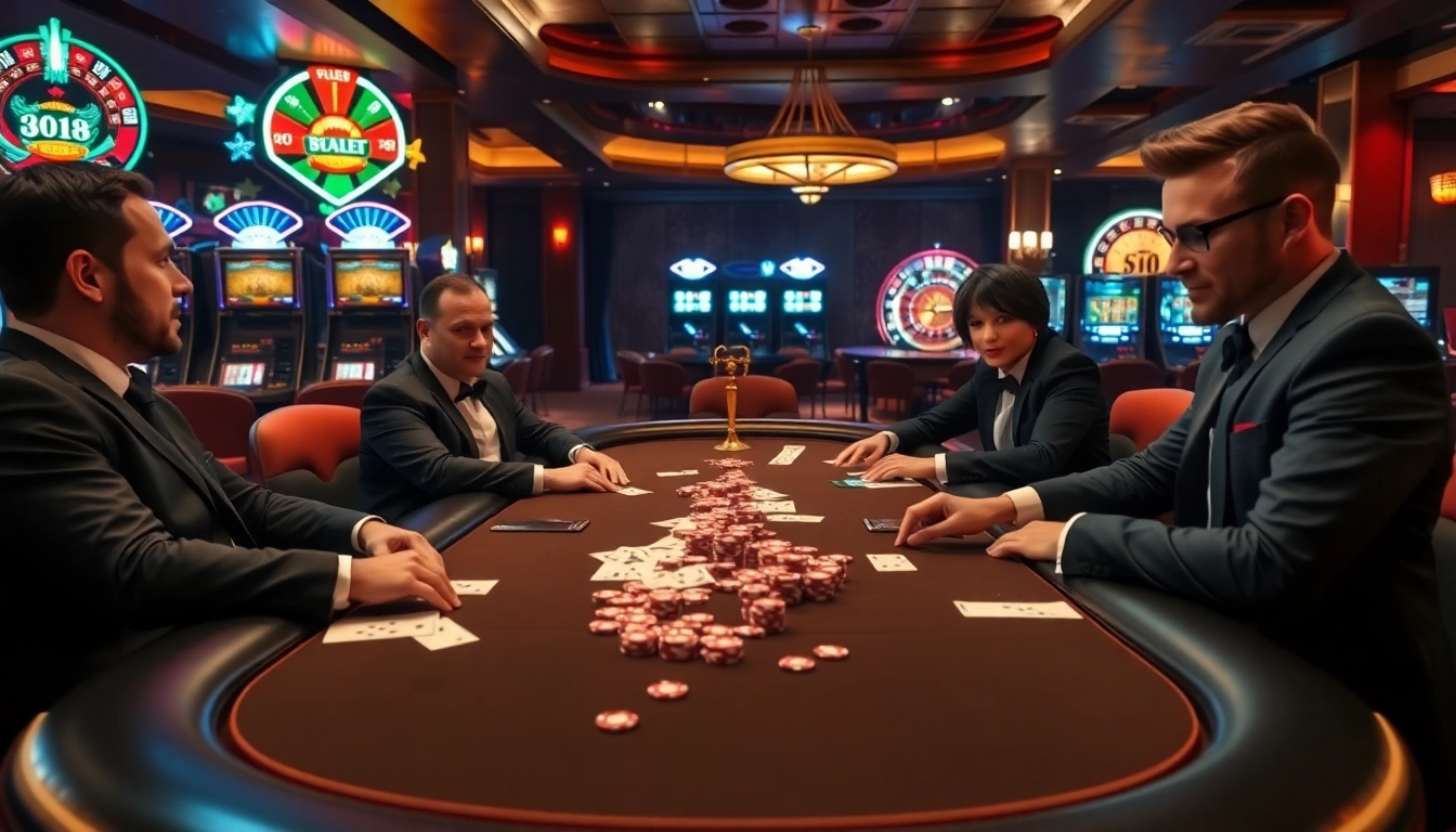 Players enjoying poker at UK88 casino, showcasing an elegant gaming atmosphere.