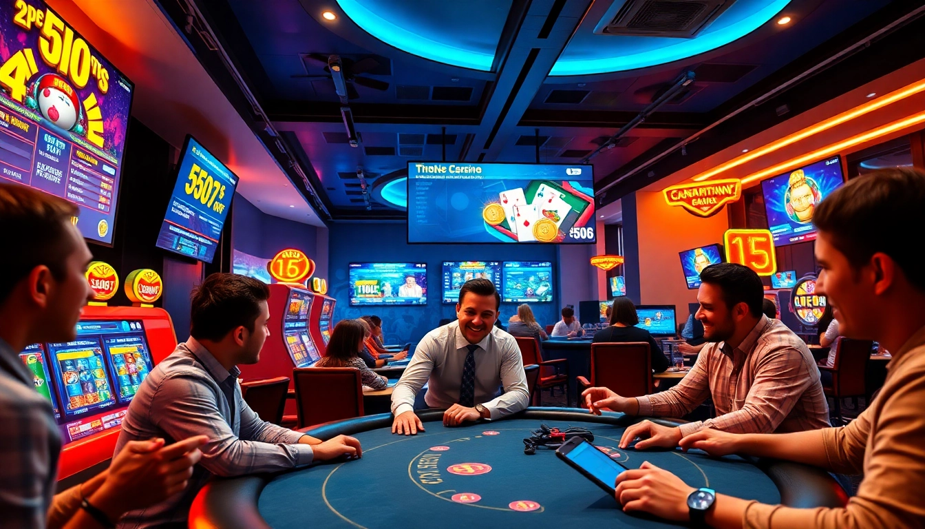 Dynamic online casino scene at 566.com featuring players enjoying slots and poker.