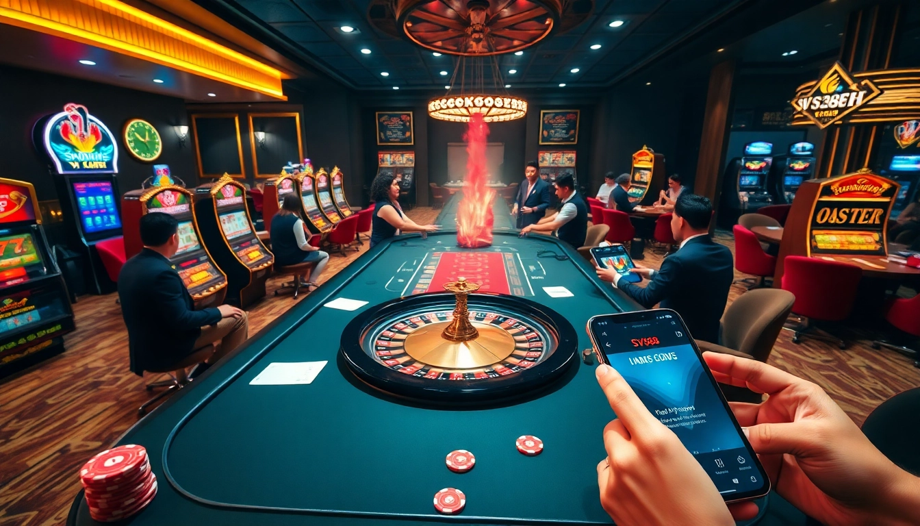 Experience high-stakes gaming at SV388 with dynamic tables and vibrant slot machines.