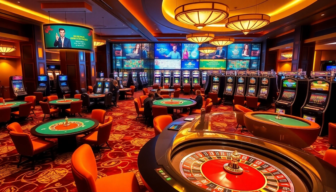 Experience the excitement at 888NEW casino with vibrant gaming tables and slot machines.