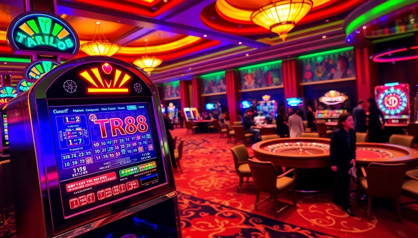 Experience the excitement of TR88 with vibrant slot machines and high-stakes poker.