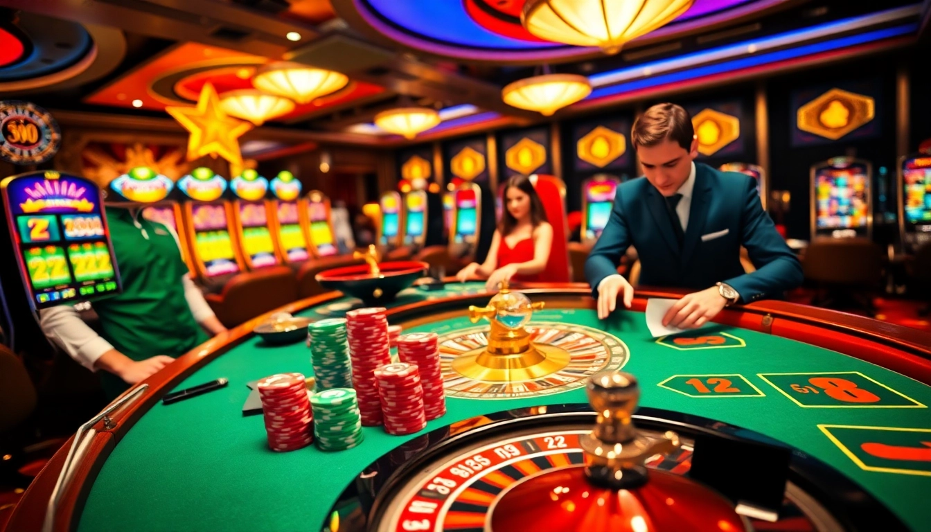Experience thrilling gaming action at https://nk88nk.com/ with vibrant casino tables and eager players.