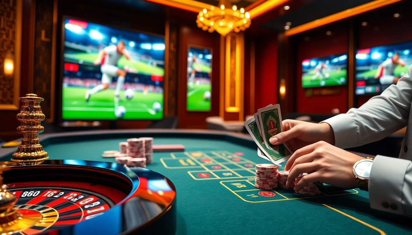Betting at a luxurious casino while enjoying https://luongsontv23.com/ football live streams.