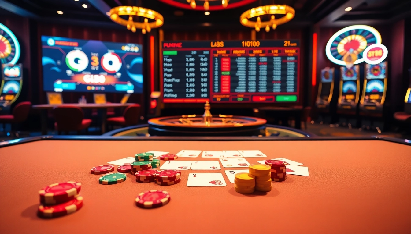 The immersive atmosphere of gi88 online casino with vibrant gaming elements and professional interfaces.
