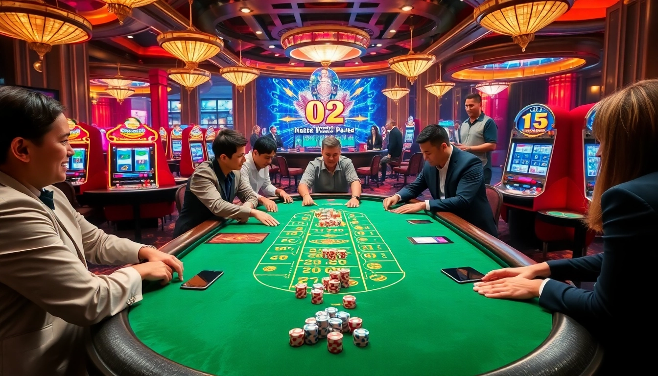 Exciting gaming atmosphere at trang chủ rr88 featuring dynamic players at casino tables.