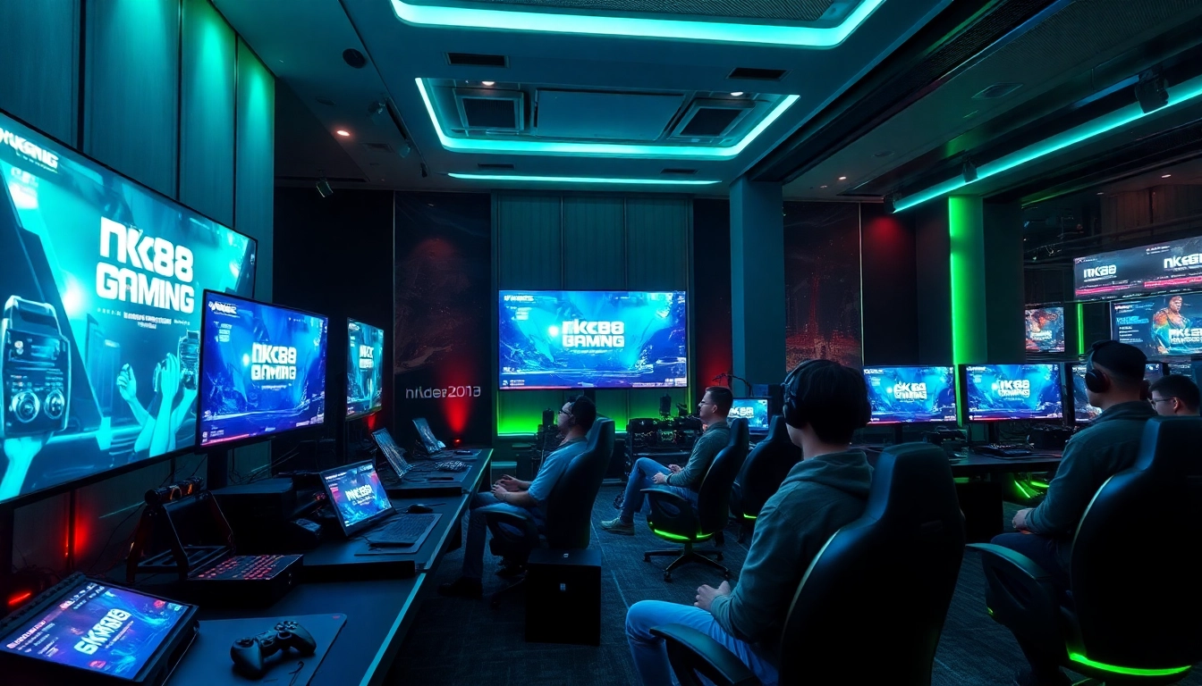 Exciting nk88 gaming app showcased in a vibrant gaming environment.