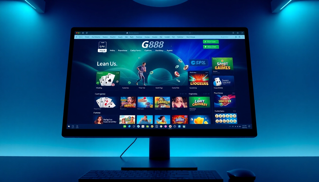 G88 online gaming platform interface showcasing diverse betting options on a sleek computer screen.