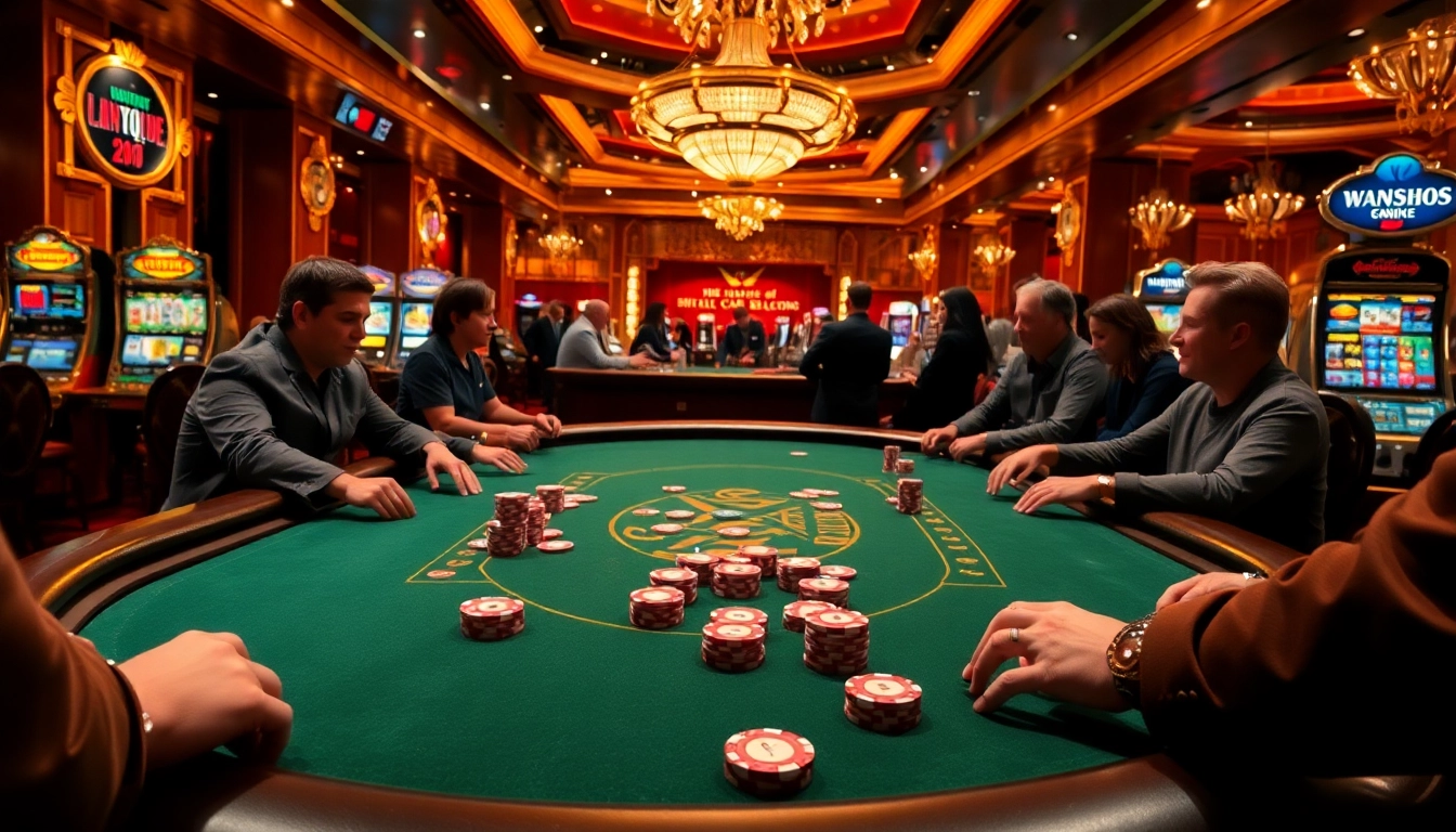 Engaging poker scene showcasing Iwin68 with vibrant chips and players at a luxurious table.