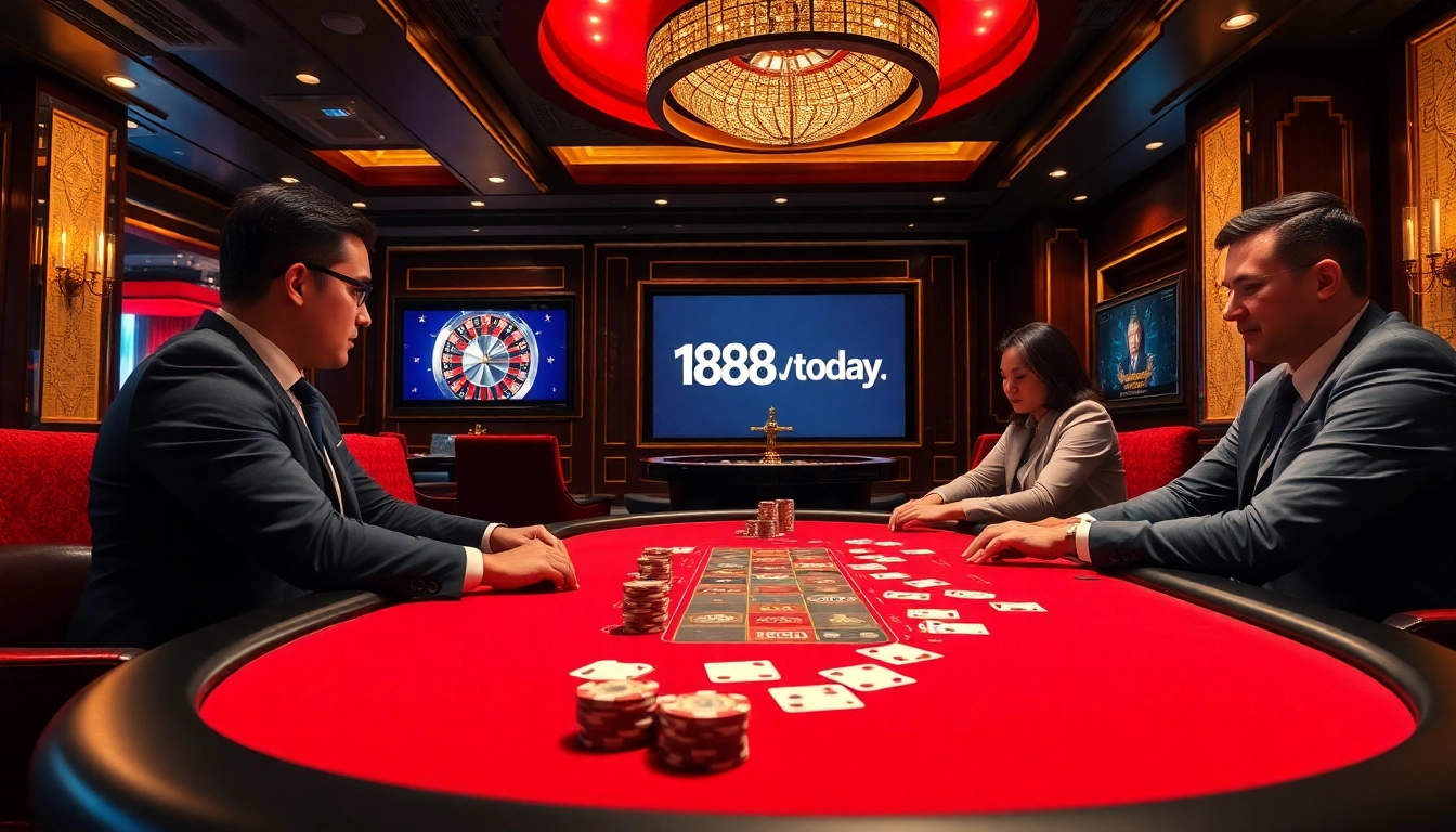 Engaging poker game scene showcasing excitement at https://188v.today/ with dynamic player interactions.