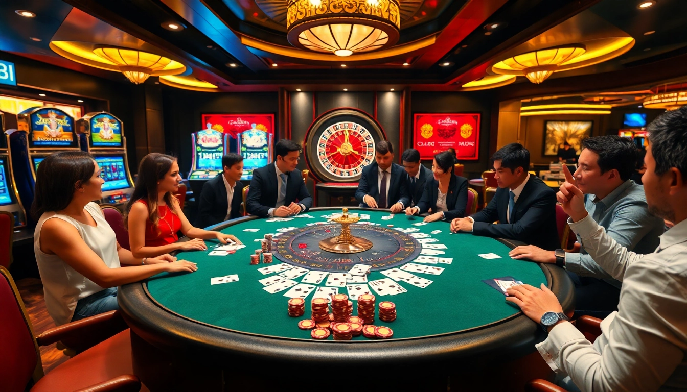 Exciting poker action at F168 casino with players deeply engaged in the game.