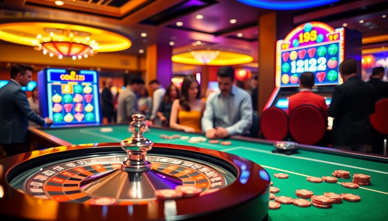 Engaging players at Goal123 as they spin the roulette wheel in a luxurious casino environment.
