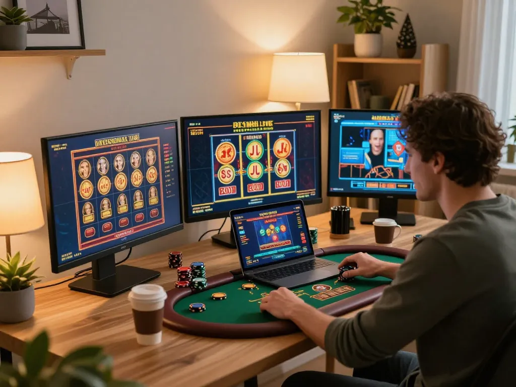 Player enjoying online gaming at NOHU90 COM with multiple games visible, creating an engaging experience