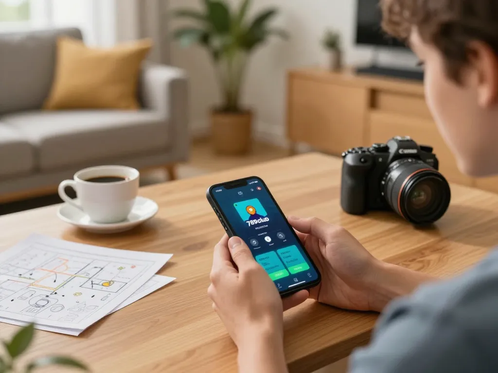 Playing 789club on a smartphone, showcasing a modern home gaming setup.