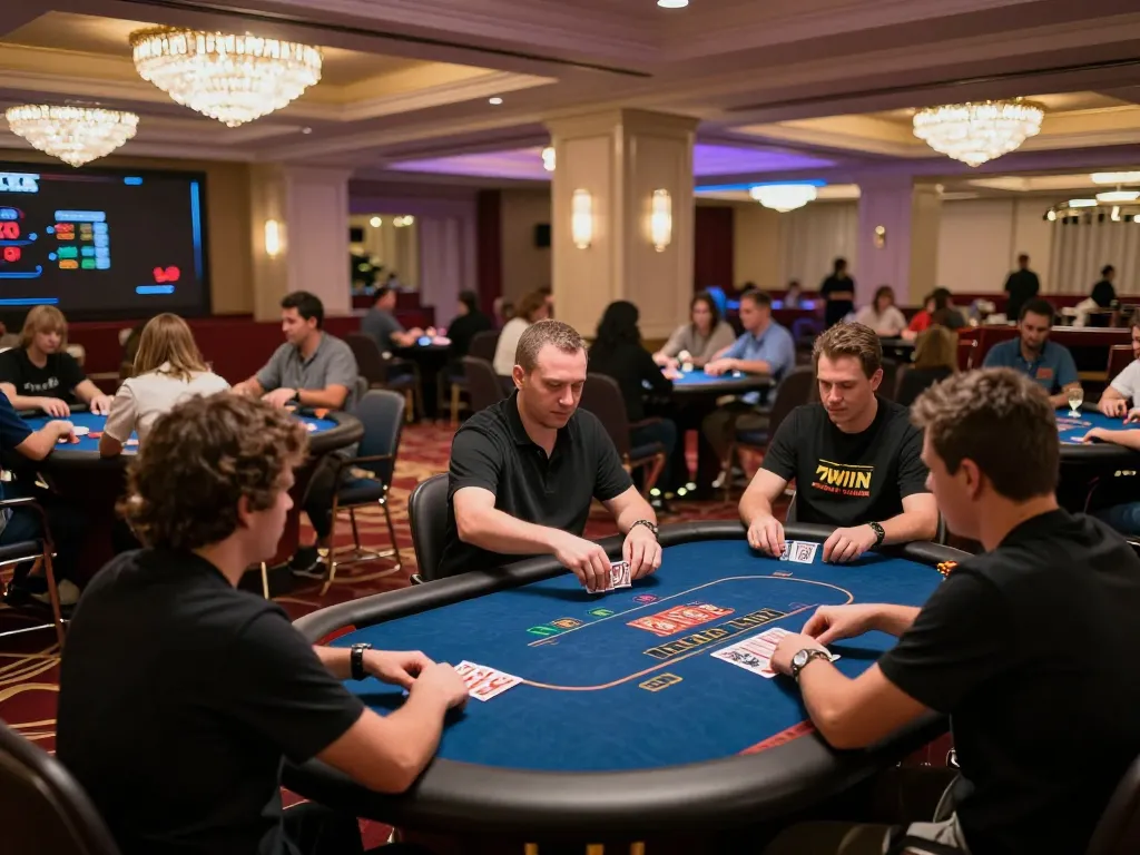 Experience the thrill of betting at 78win casino, with players immersed in exciting poker action.