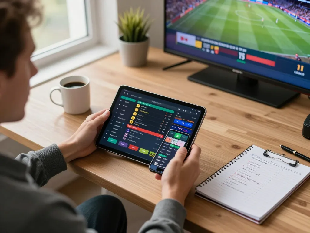 Engaging sports bettor using keobongda for live betting strategies at home desk