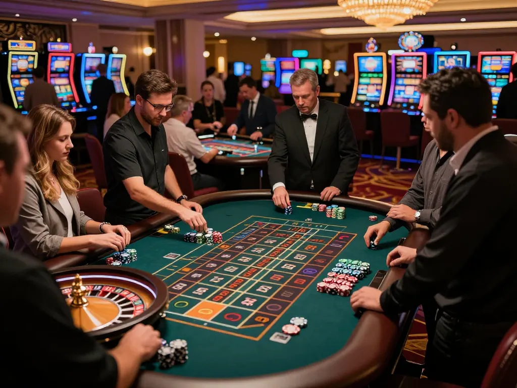 Experience the thrill of gambling at Trang chủ SC88 with players enjoying roulette and high-end casino ambiance