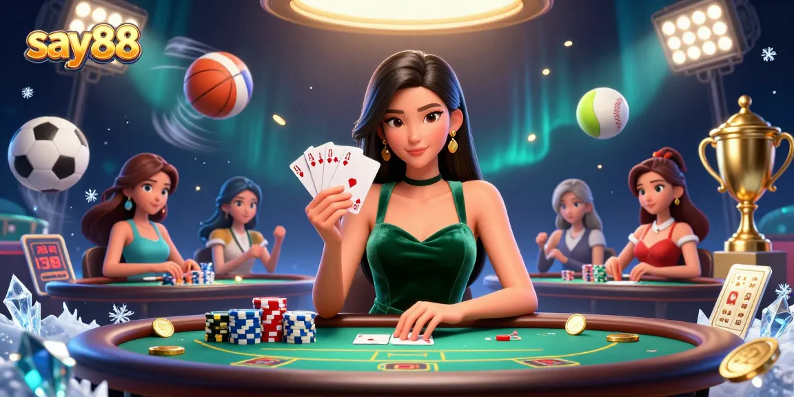 Engage in thrilling gameplay at say88 with a stunning poker scene showcasing strategy and excitement.